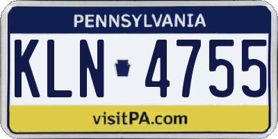 PA license plate KLN4755
