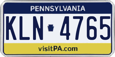 PA license plate KLN4765