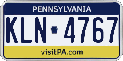 PA license plate KLN4767