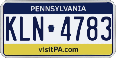 PA license plate KLN4783