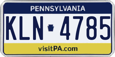 PA license plate KLN4785