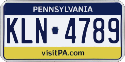 PA license plate KLN4789