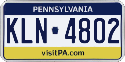 PA license plate KLN4802