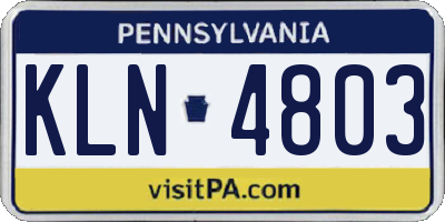 PA license plate KLN4803