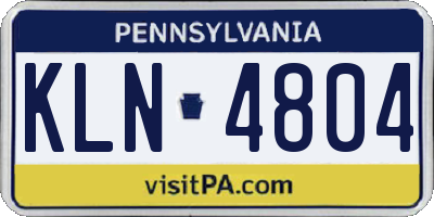 PA license plate KLN4804