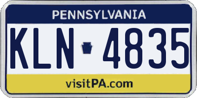 PA license plate KLN4835