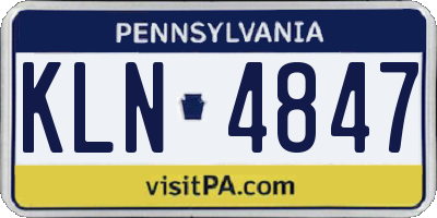 PA license plate KLN4847