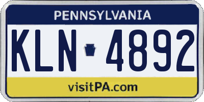 PA license plate KLN4892