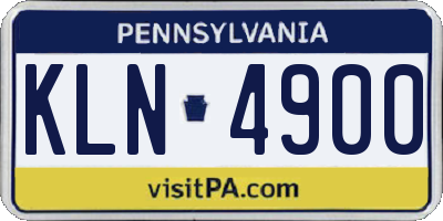 PA license plate KLN4900
