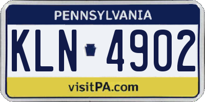 PA license plate KLN4902