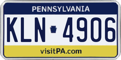 PA license plate KLN4906