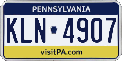 PA license plate KLN4907