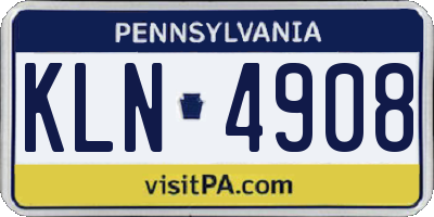 PA license plate KLN4908