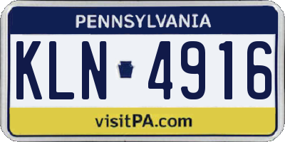 PA license plate KLN4916