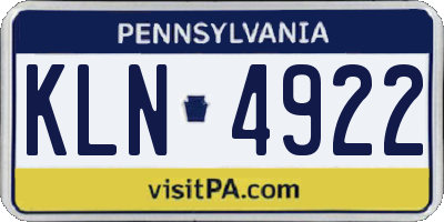 PA license plate KLN4922