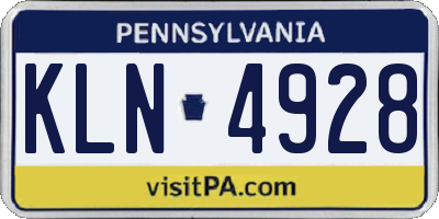 PA license plate KLN4928
