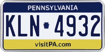 PA license plate KLN4932