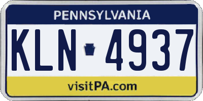 PA license plate KLN4937