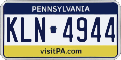 PA license plate KLN4944