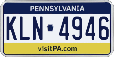 PA license plate KLN4946