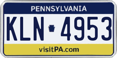 PA license plate KLN4953