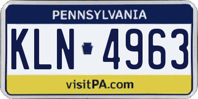 PA license plate KLN4963