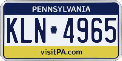 PA license plate KLN4965