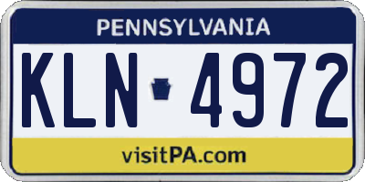 PA license plate KLN4972