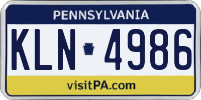 PA license plate KLN4986