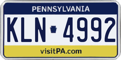 PA license plate KLN4992