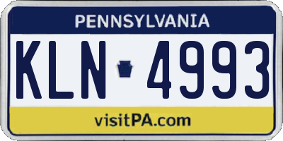 PA license plate KLN4993
