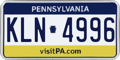 PA license plate KLN4996