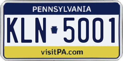 PA license plate KLN5001