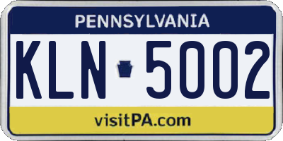 PA license plate KLN5002