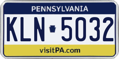 PA license plate KLN5032