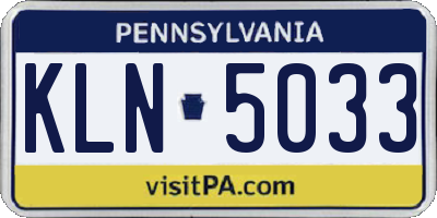 PA license plate KLN5033