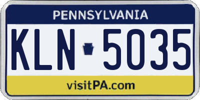 PA license plate KLN5035