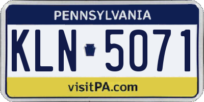 PA license plate KLN5071