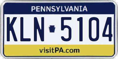 PA license plate KLN5104