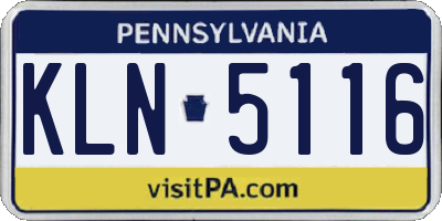 PA license plate KLN5116