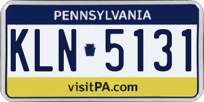 PA license plate KLN5131