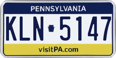 PA license plate KLN5147