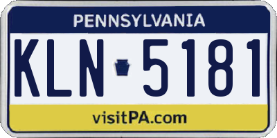 PA license plate KLN5181