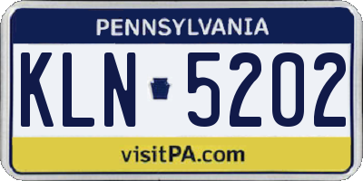 PA license plate KLN5202