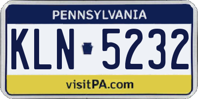 PA license plate KLN5232