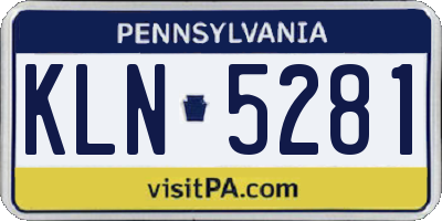 PA license plate KLN5281
