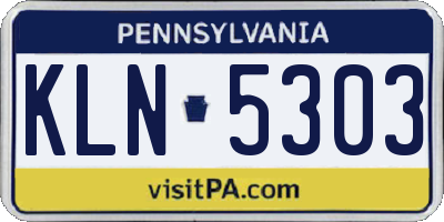 PA license plate KLN5303