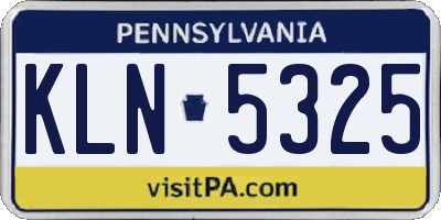 PA license plate KLN5325