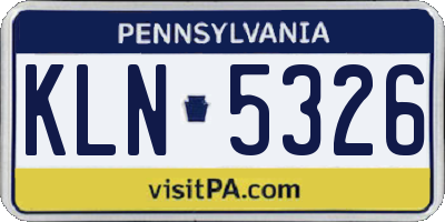 PA license plate KLN5326