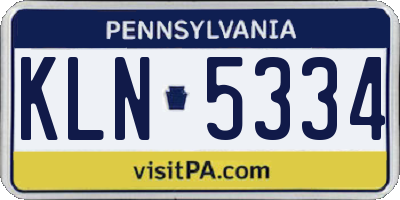 PA license plate KLN5334